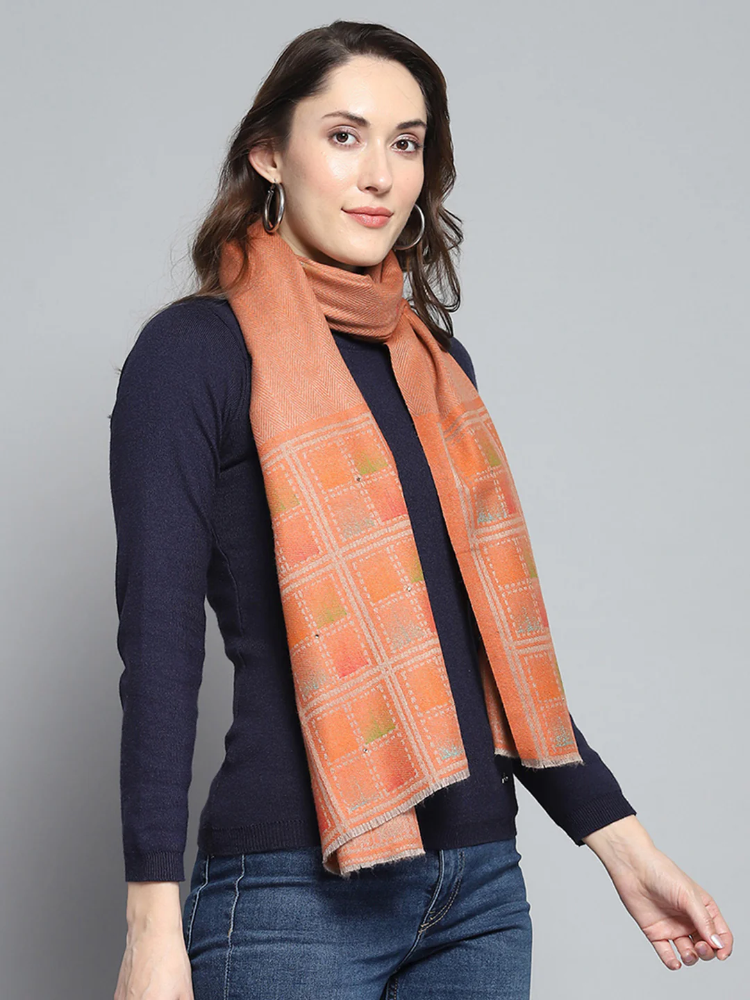 Women Multicolor Self Design Stole - Image 4