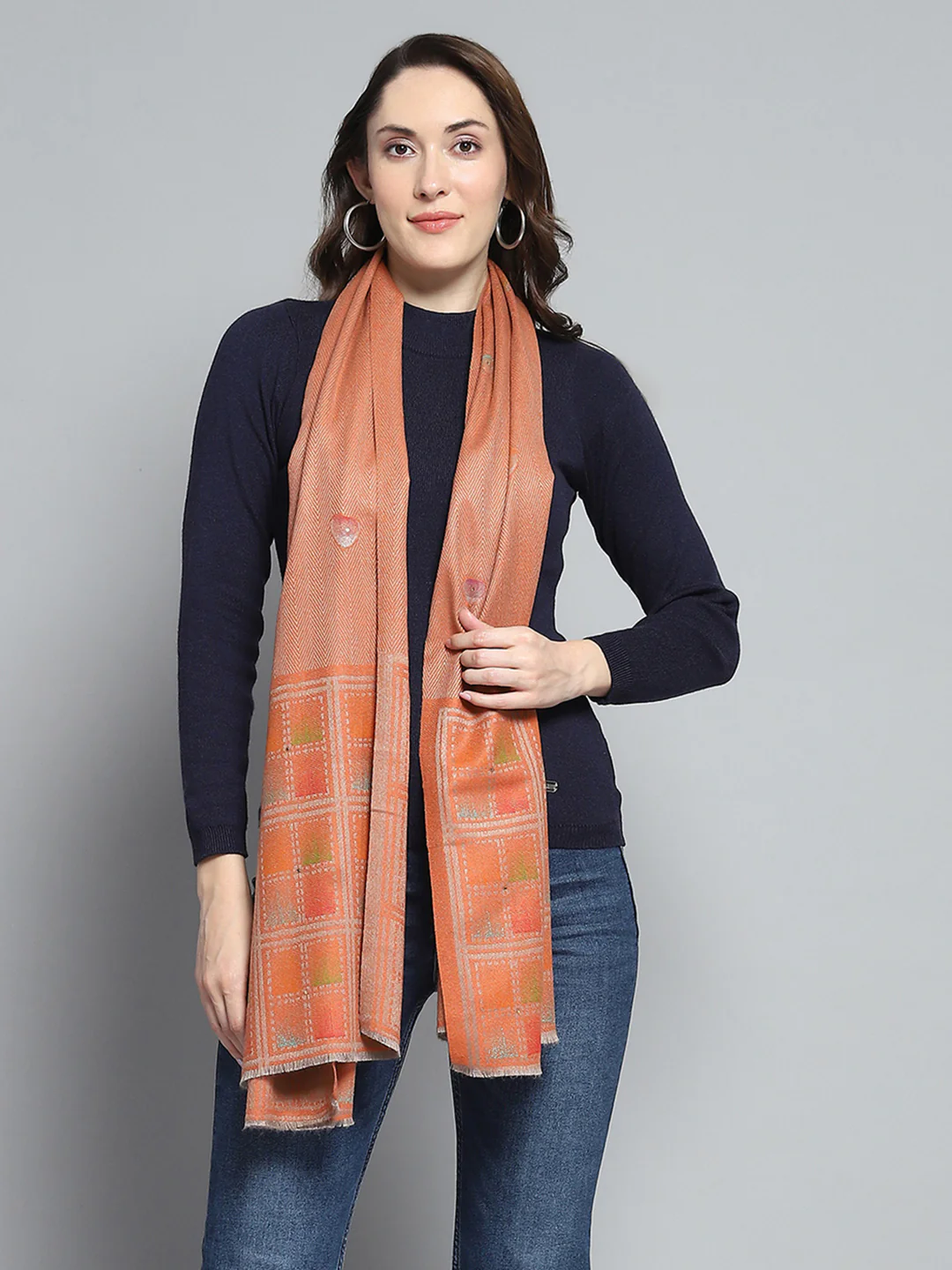 Women Multicolor Self Design Stole - Image 5