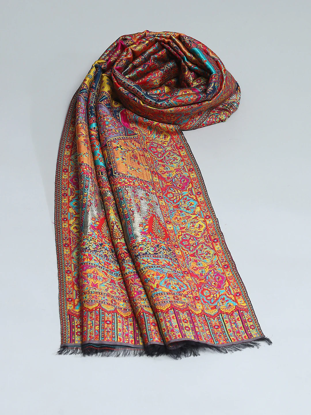 Women Multicolor Self Design Stole - Image 6