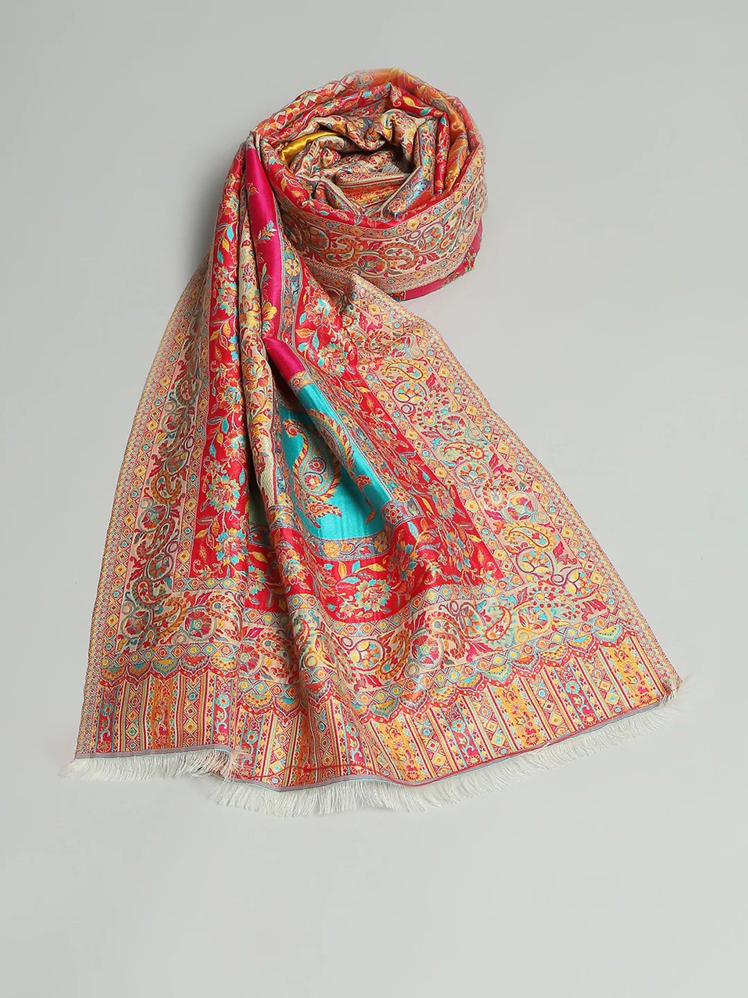Women Multicolor Self Design Stole - Image 6