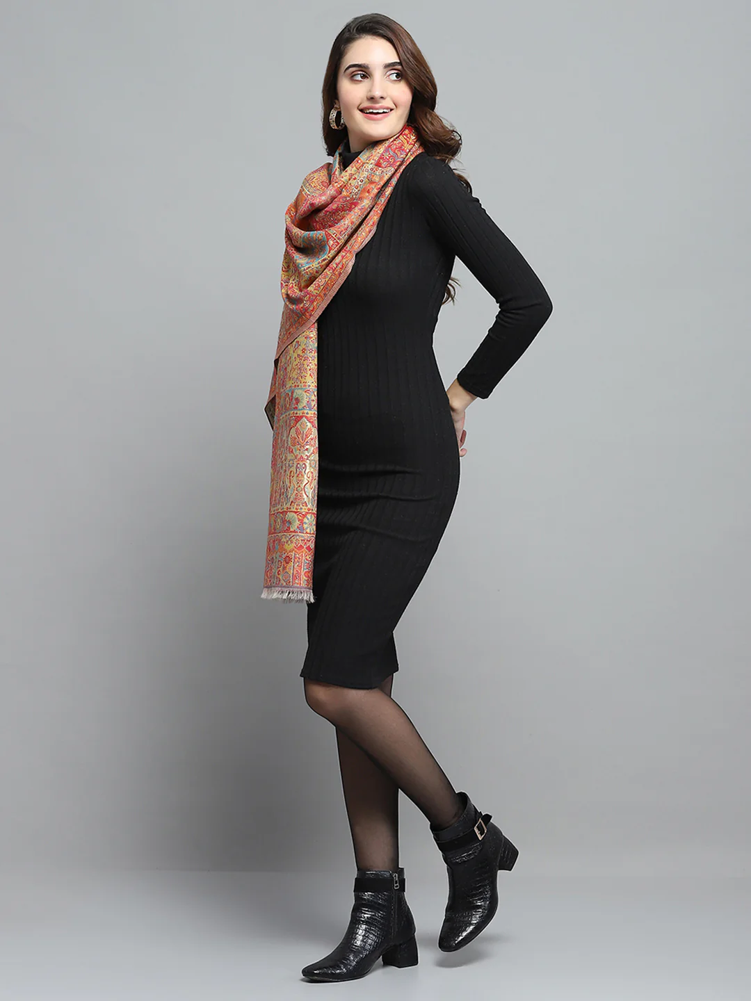 Women Multicolor Self Design Stole - Image 3