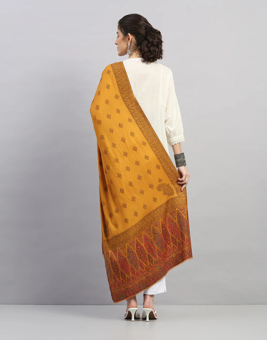 Women Multicolor Self Design   Stole - Image 3