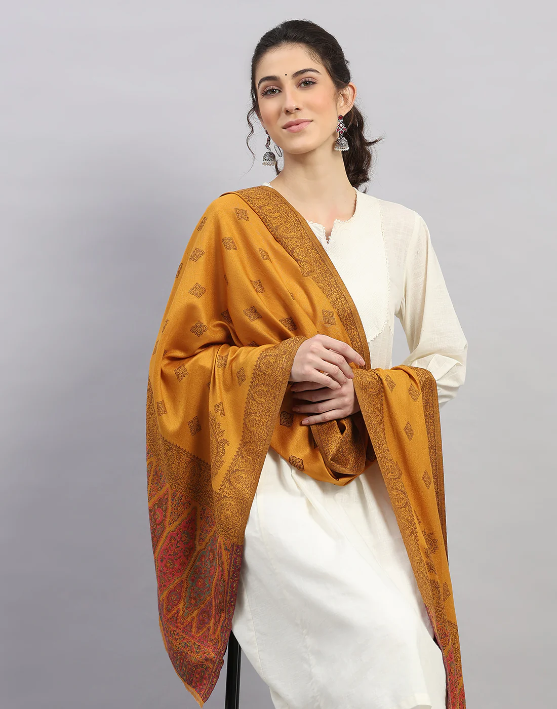 Women Multicolor Self Design   Stole - Image 5
