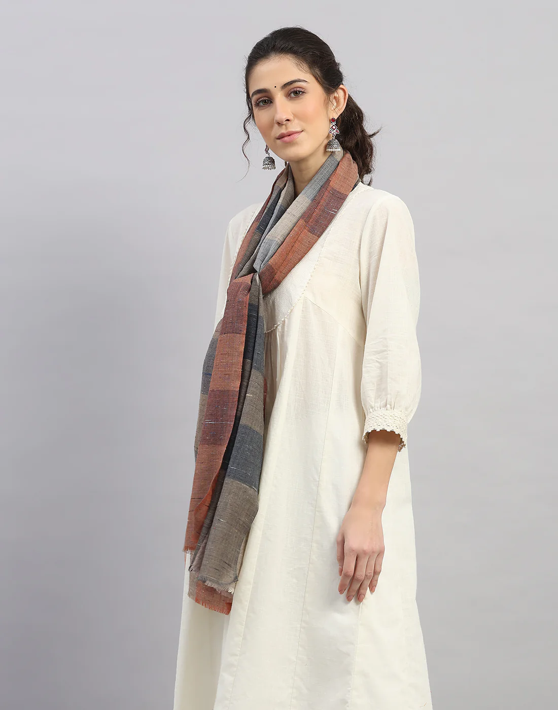 Women Multicolor Self Design   Stole - Image 2