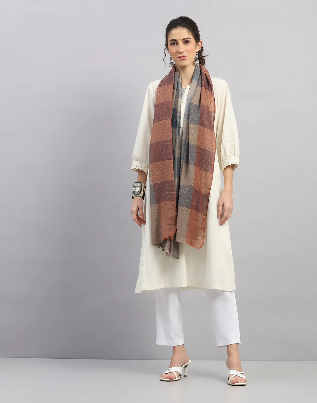 Women Multicolor Self Design   Stole - Image 6