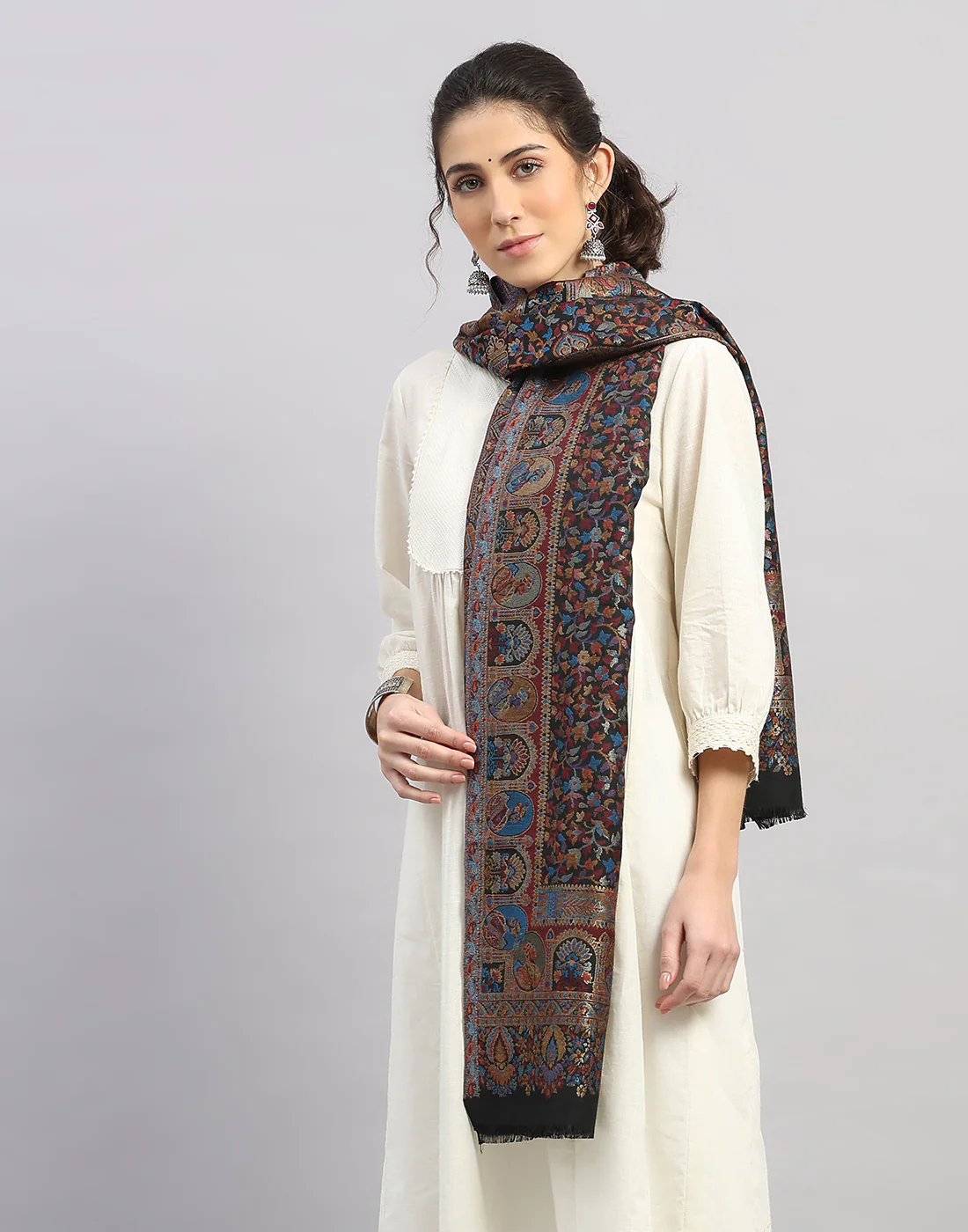 Women Multicolor Self Design   Stole - Image 2