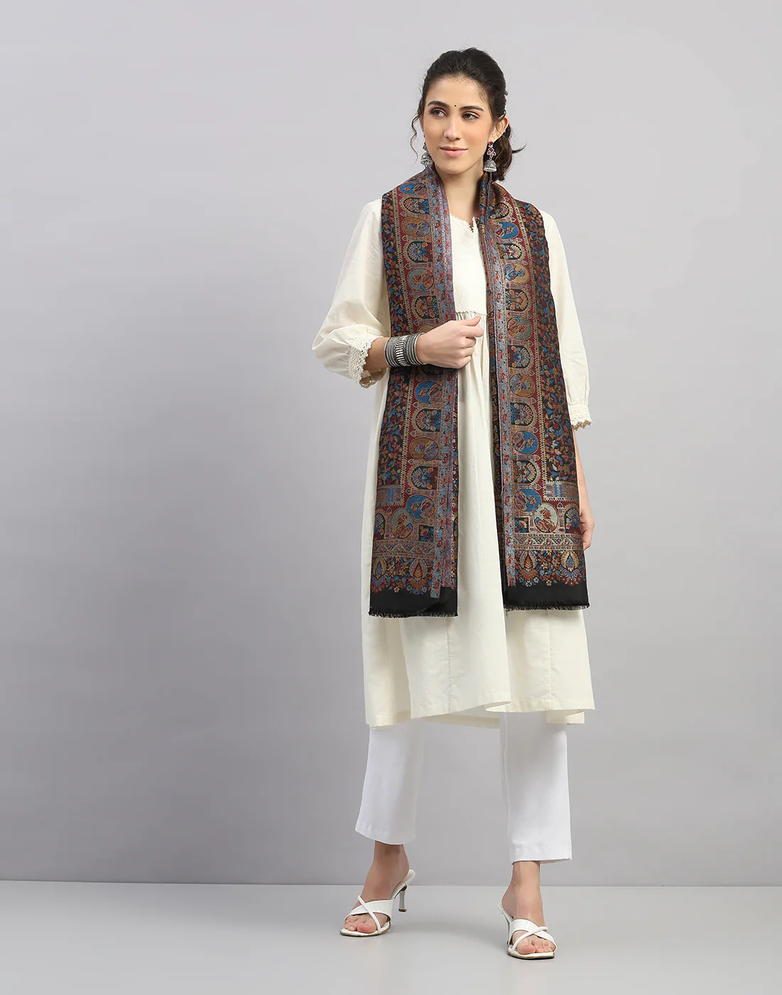 Women Multicolor Self Design   Stole - Image 6