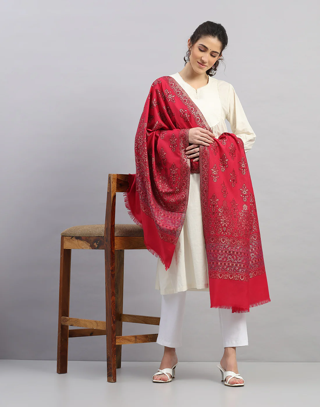 Women Multicolor Self Design   Stole - Image 5