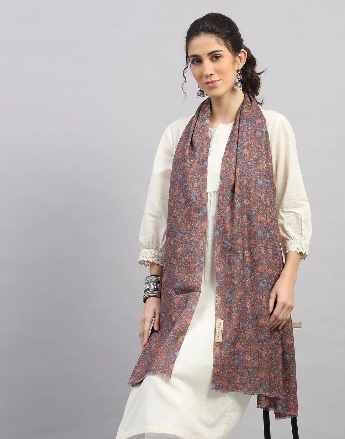 Women Multicolor Self Design   Stole - Image 4
