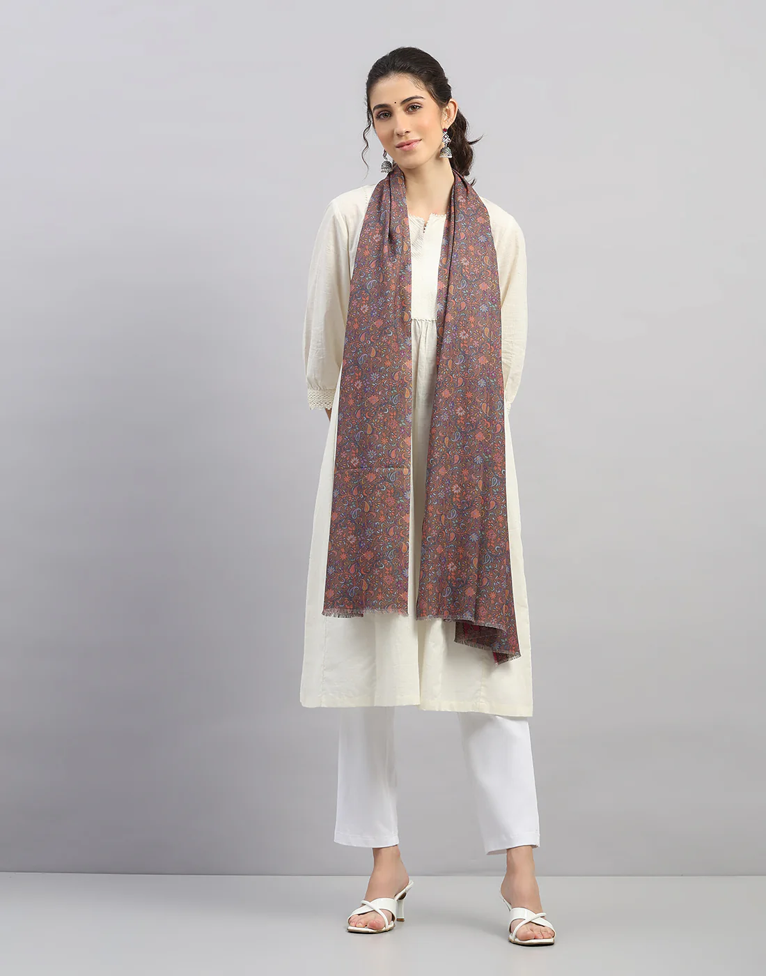 Women Multicolor Self Design   Stole - Image 5