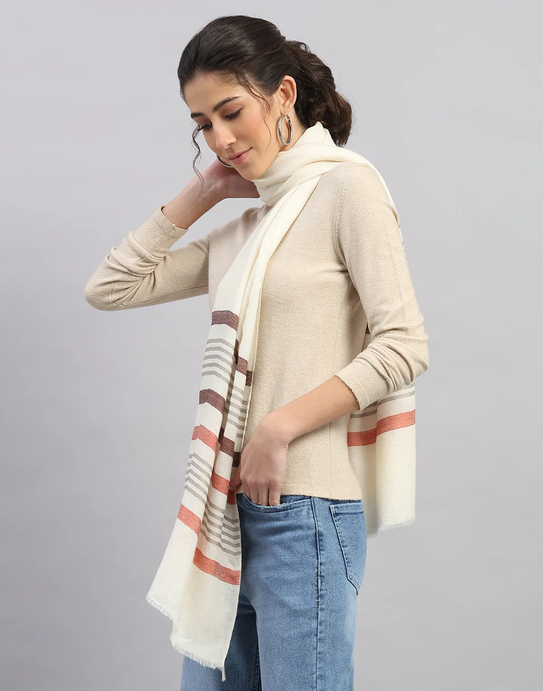 Women Multicolor Self Design   Stole - Image 2