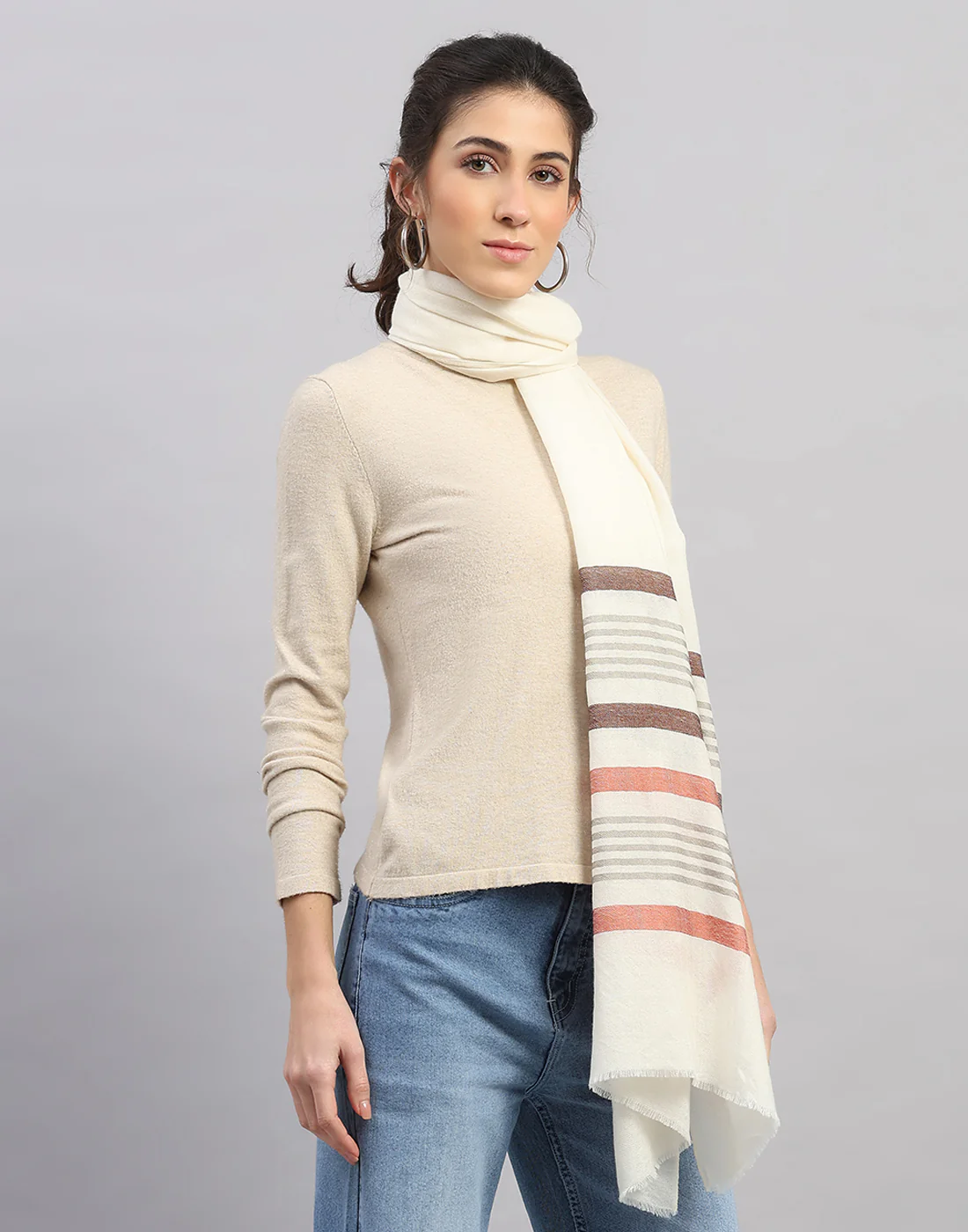 Women Multicolor Self Design   Stole - Image 3