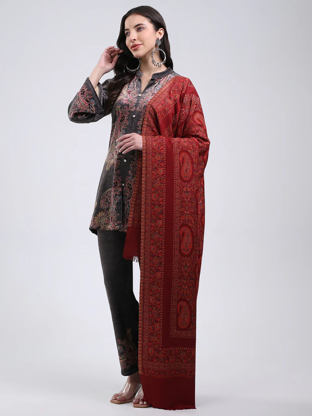 Women Multicolor Self Design Wool Blend Shawl - Image 3