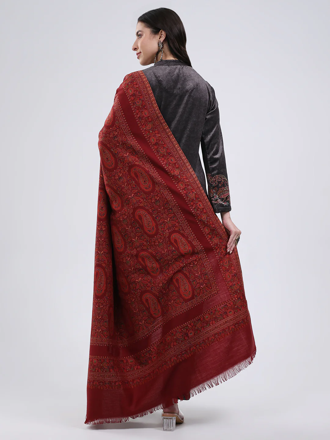 Women Multicolor Self Design Wool Blend Shawl - Image 5