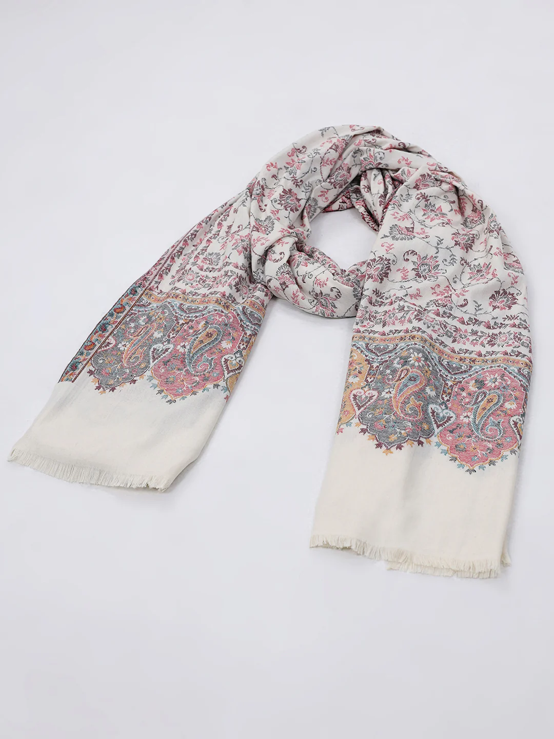 Women Multicolor Self Design Wool Blend Shawl - Image 6