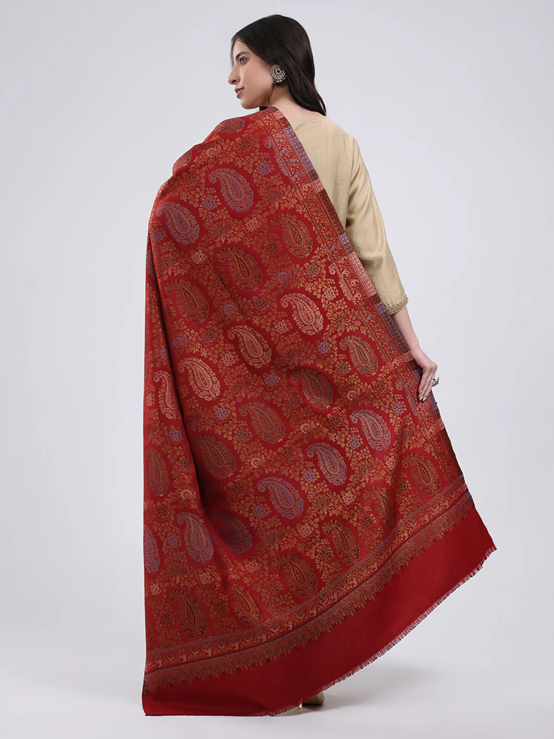Women Multicolor Self Design Wool Blend Shawl - Image 5