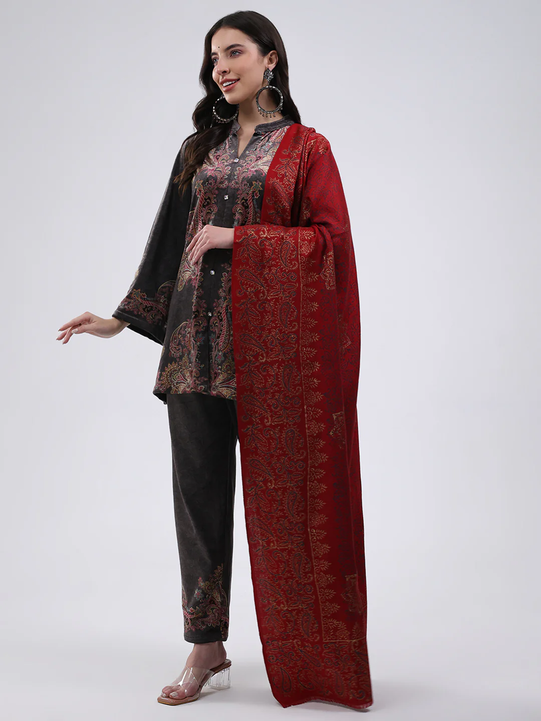 Women Multicolor Self Design Wool Blend Shawl - Image 3