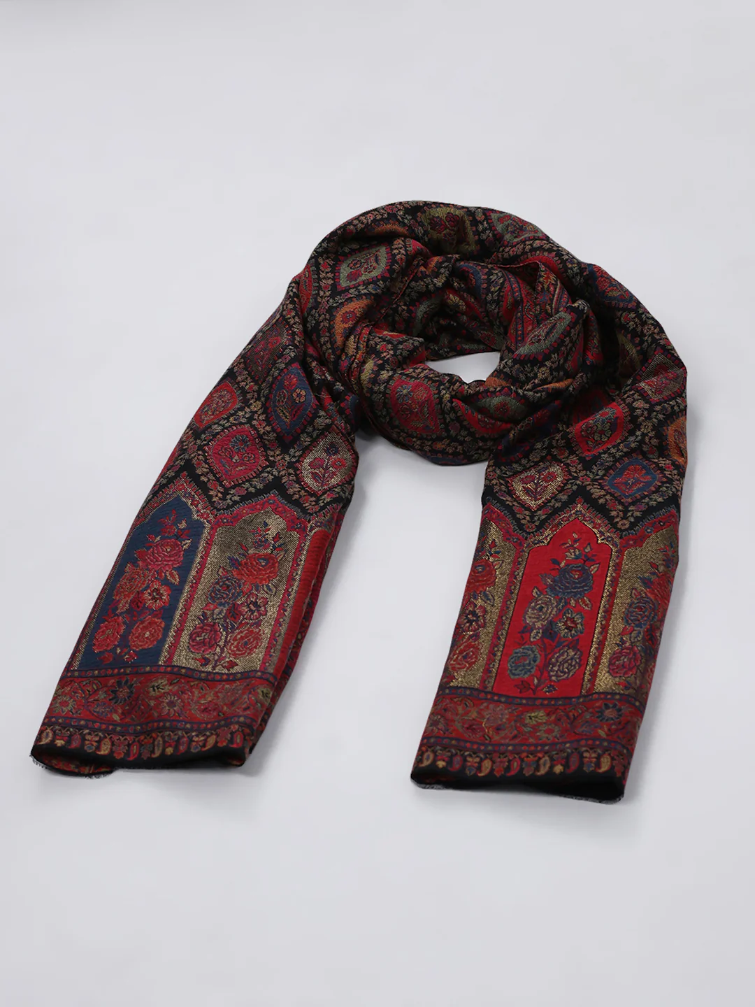 Women Multicolor Self Design Wool Blend Shawl - Image 6