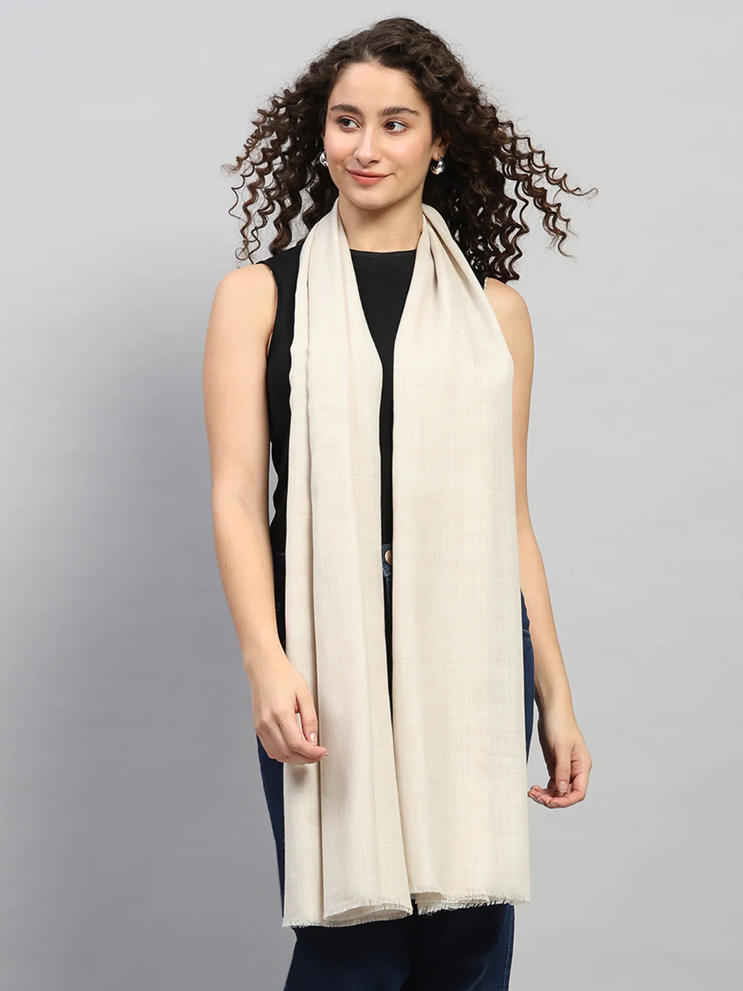 Women Multicolor Self Design Wool Shawl - Image 5
