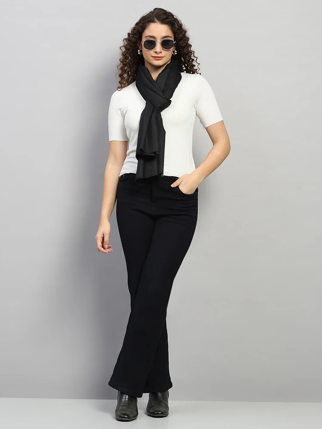 Women Multicolor Self Design Wool Shawl - Image 2