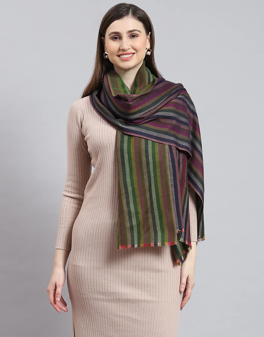 Women Multicolor Stripe Shawl - Image 3