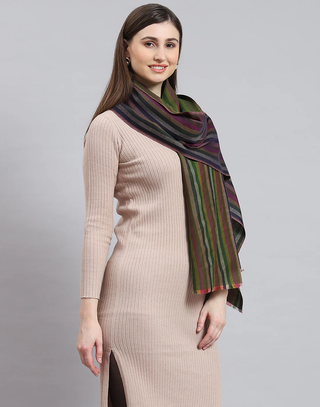 Women Multicolor Stripe Shawl - Image 5