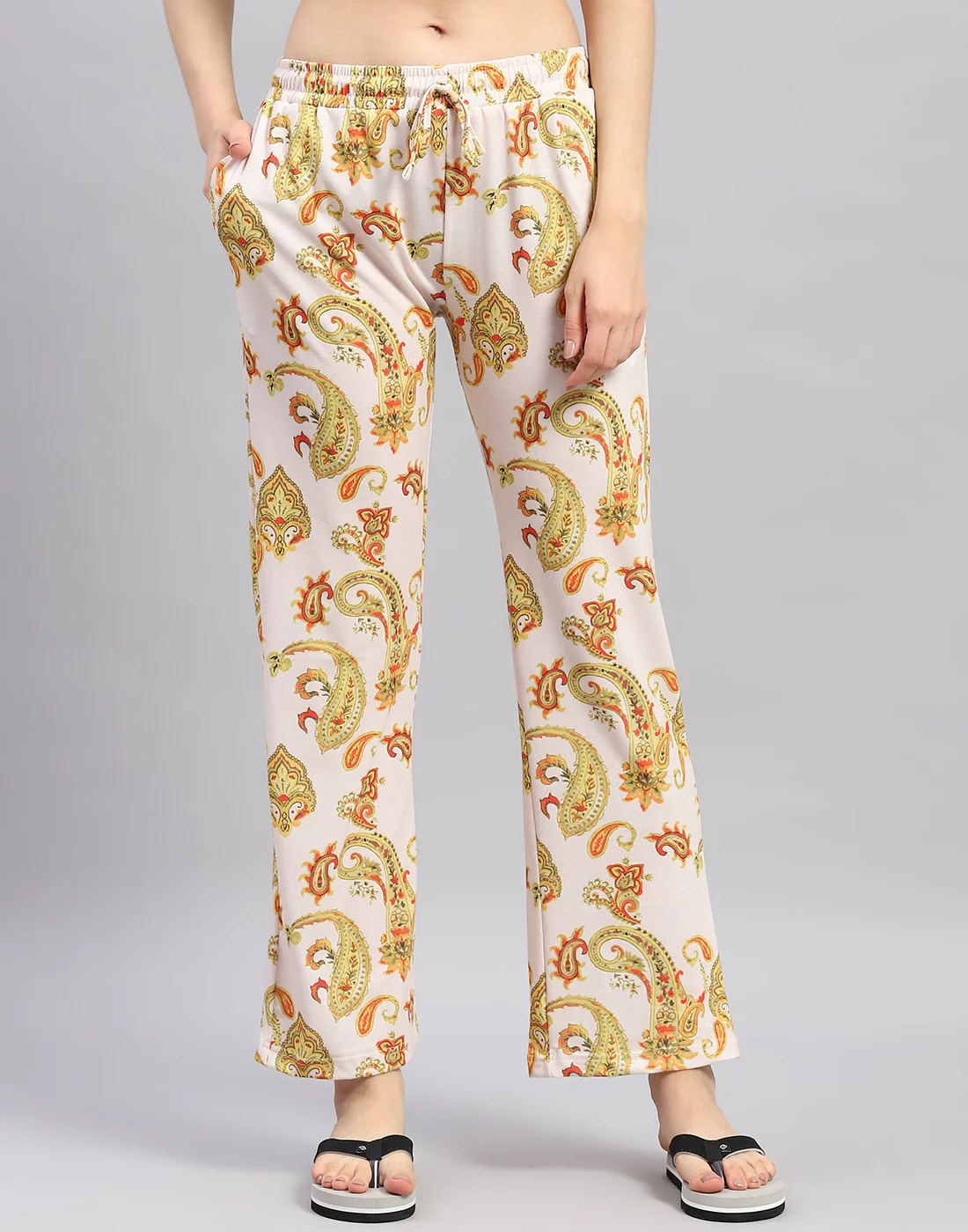 Women Mustard Printed Round Neck Half Sleeve Lower Set - Image 7