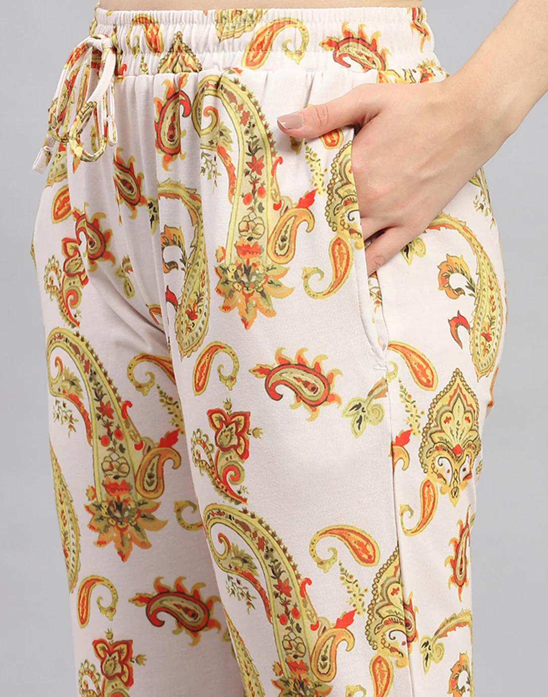 Women Mustard Printed Round Neck Half Sleeve Lower Set - Image 8
