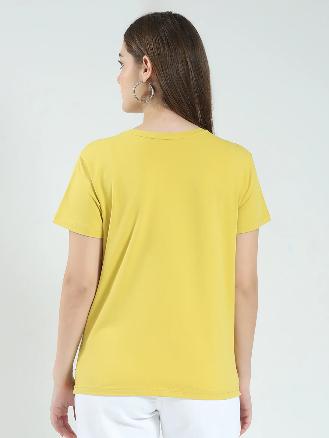Women Mustard Printed Round Neck Half Sleeve Top - Image 5