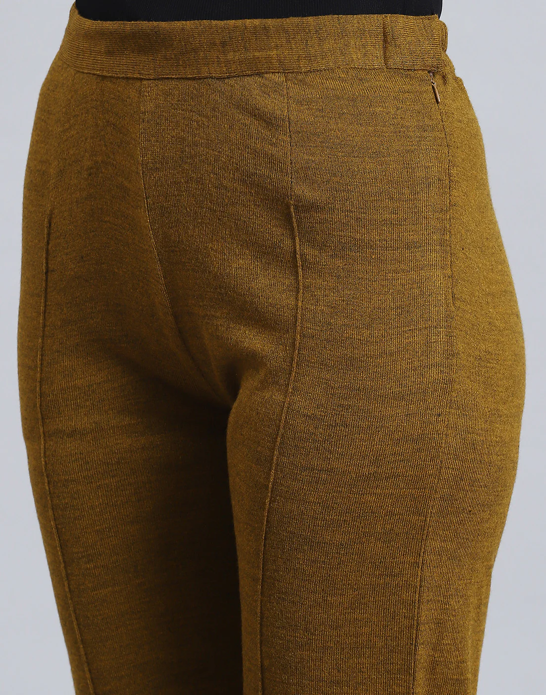 Women Mustard Self Design Regular Fit Winter Lower - Image 7