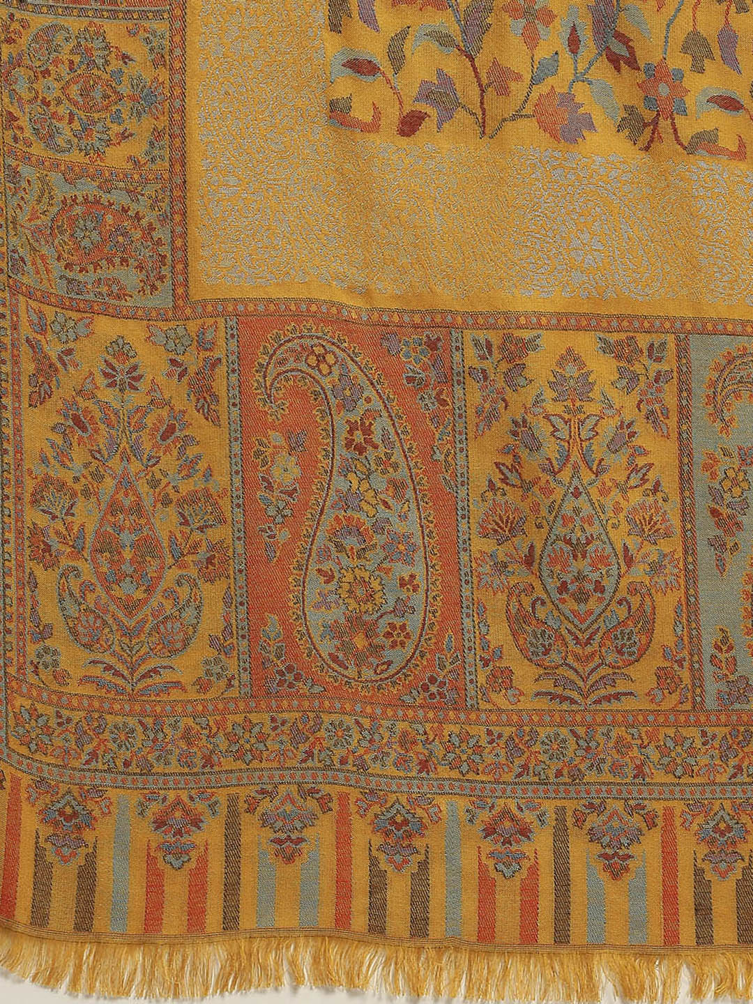 Women Mustard Self Design Shawl - Image 6