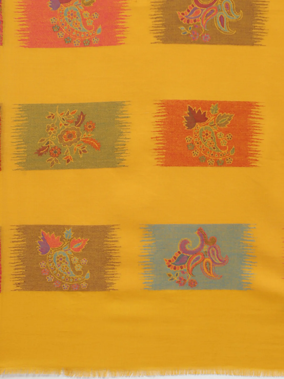 Women Mustard Self Design Shawl - Image 7