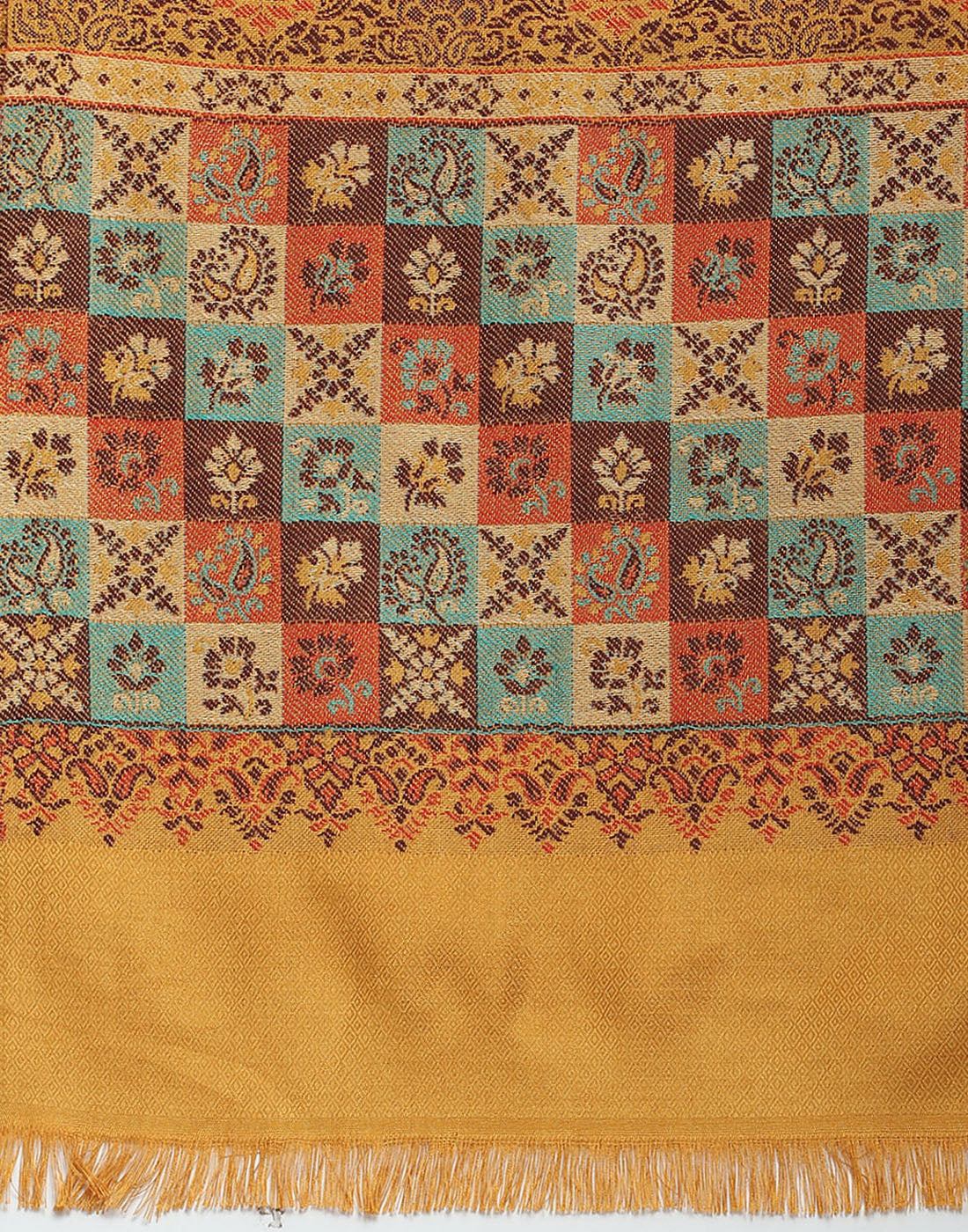 Women Mustard Self Design Stole - Image 7
