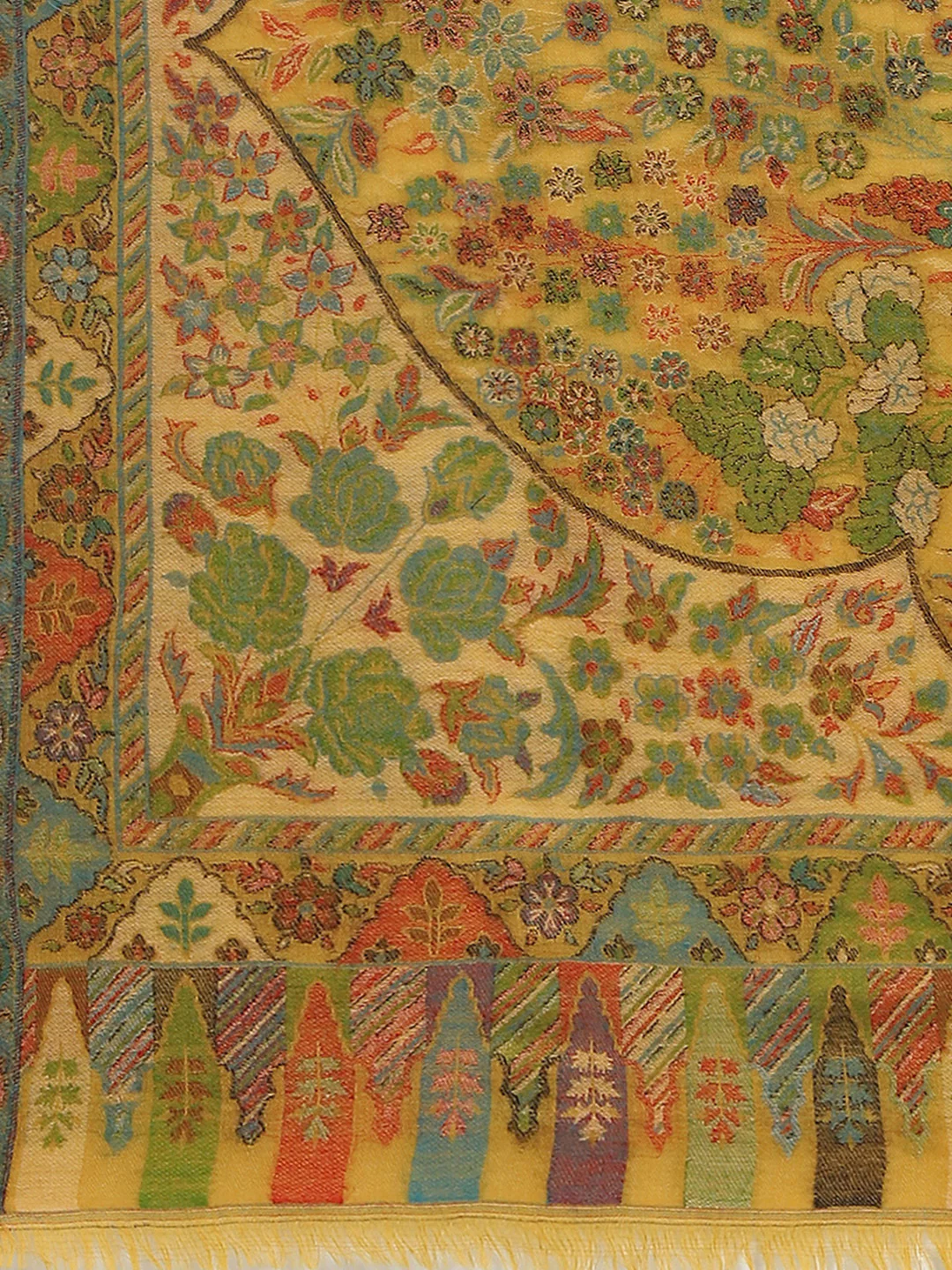 Women Mustard Self Design Stole - Image 7
