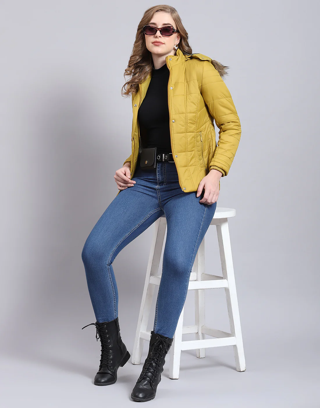 Women Mustard Solid Hooded Full Sleeve Jacket - Image 8