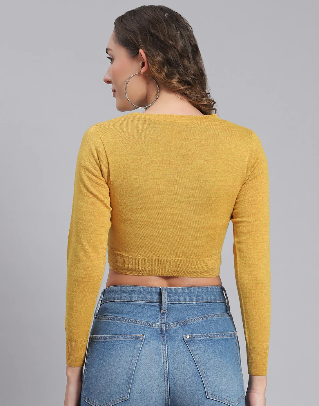 Women Mustard Solid V Neck Full Sleeve Blouse - Image 5