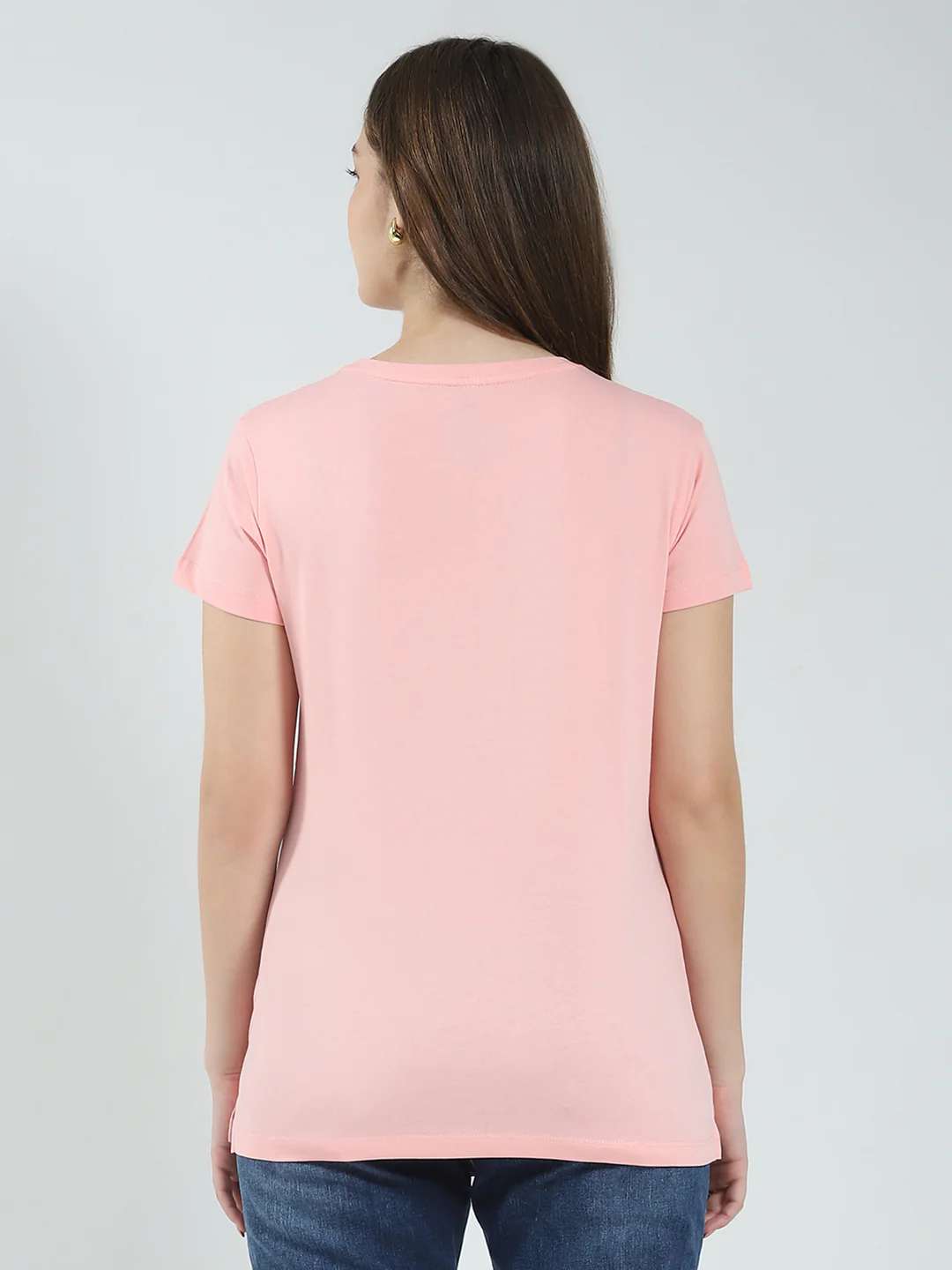 Women Navy Blue & Peach Printed Round Neck Half Sleeve Top (Pack of 2) - Image 7