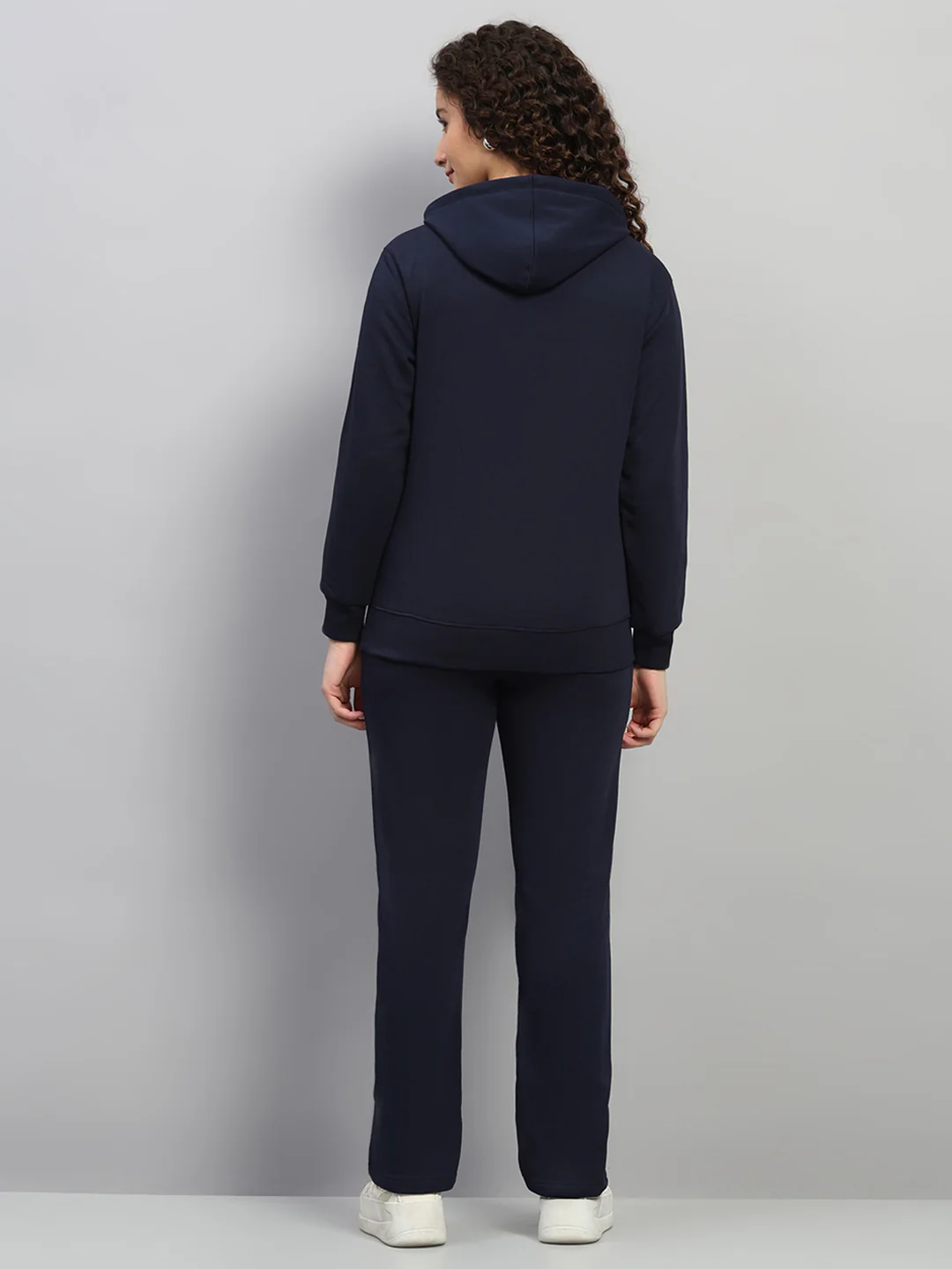 Women Navy Blue Printed Hooded Full Sleeve Cords Set - Image 5