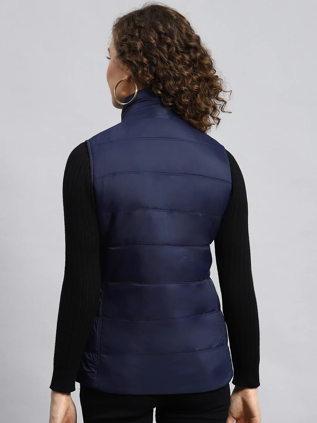 Women Navy Blue Printed Jacket - Image 5