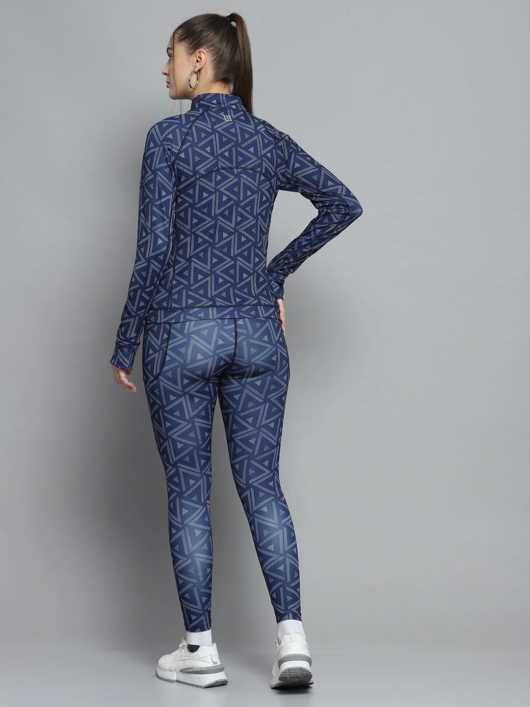 Rock.it Women Navy Blue Printed Mock Neck Full Sleeve Tracksuit - Image 5