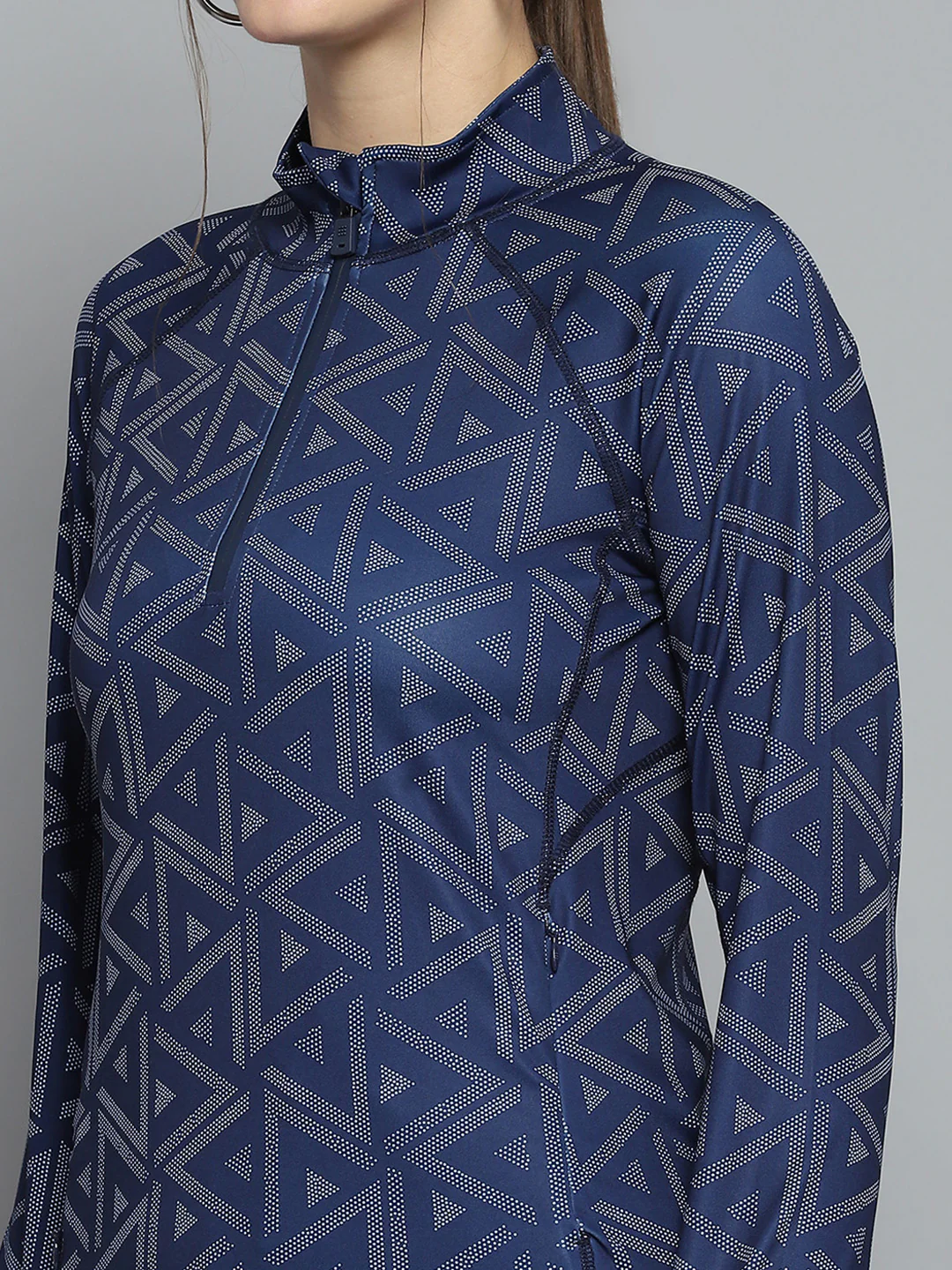 Rock.it Women Navy Blue Printed Mock Neck Full Sleeve Tracksuit - Image 6
