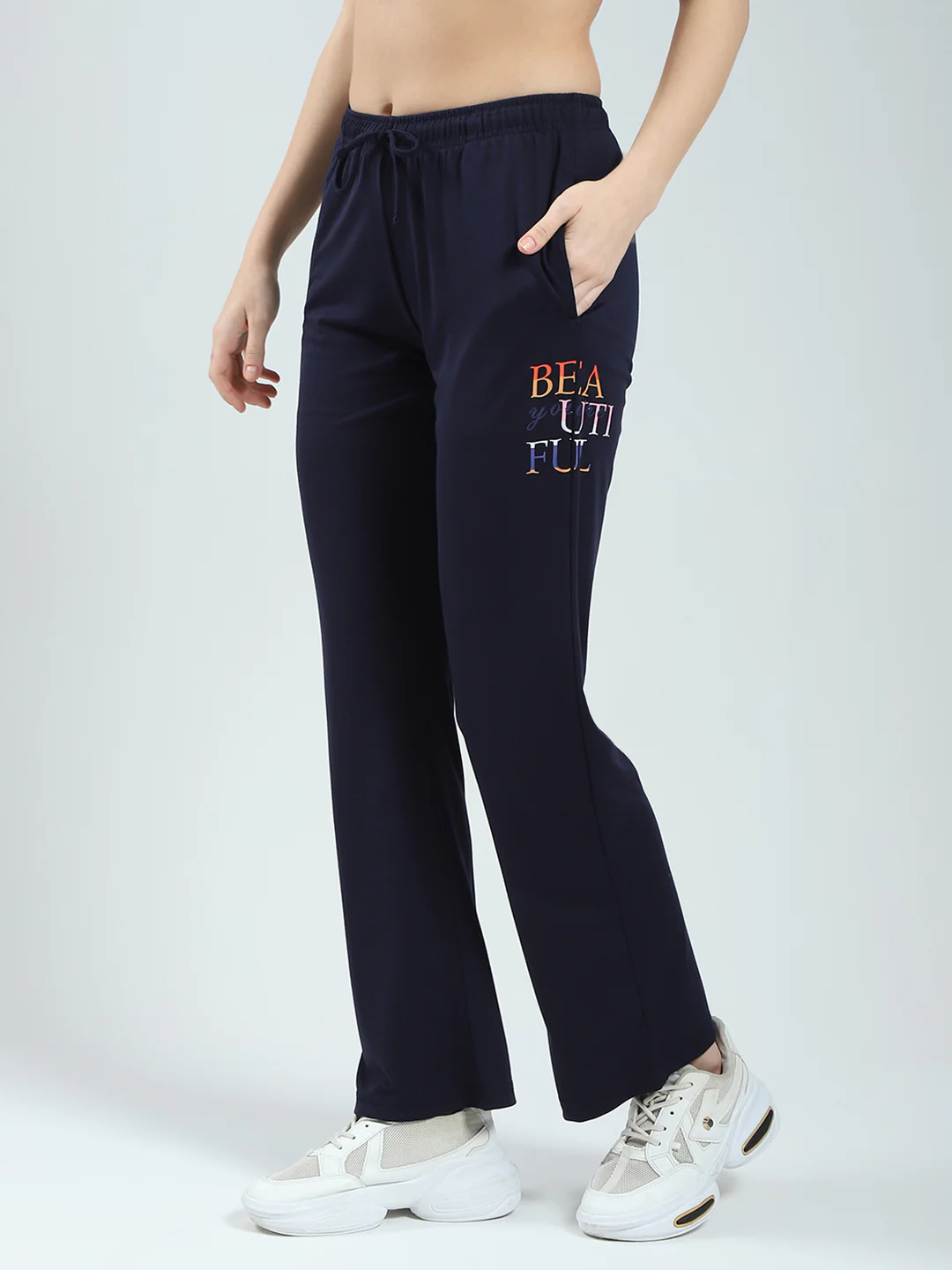 Women Navy Blue Printed Round Neck Half Sleeve Lower Set - Image 6