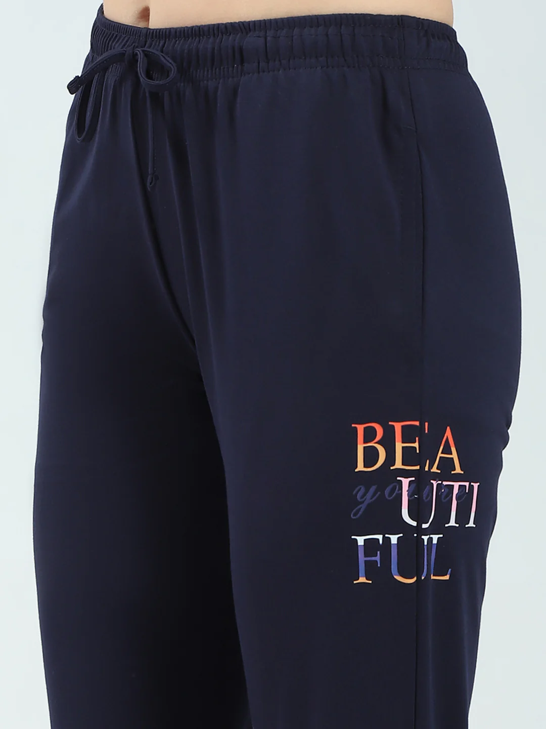 Women Navy Blue Printed Round Neck Half Sleeve Lower Set - Image 8