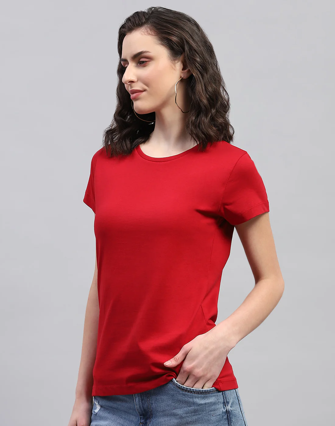 Women Navy Blue & Red Solid Round Neck Half Sleeve Top (Pack of 2) - Image 5