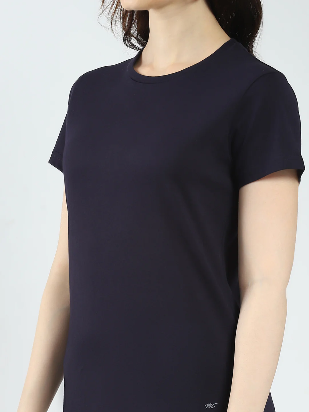 Women Navy Blue & Rust Solid Round Neck Half Sleeve Top 2Pc Set - Image 11