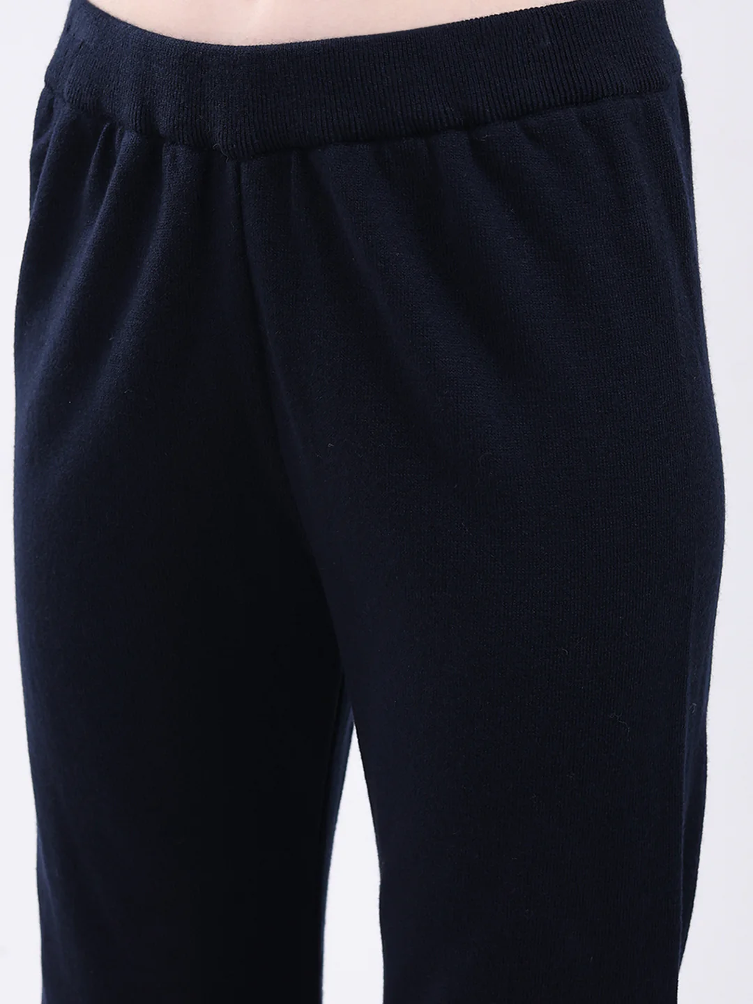 Women Navy Blue Self Design Round Neck Full Sleeve Cords Set - Image 9