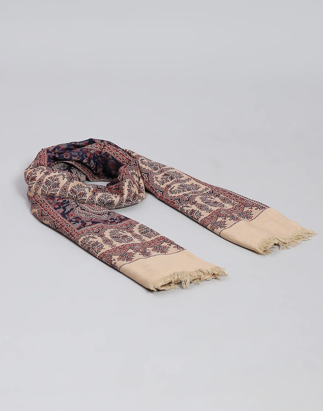 Women Navy Blue Self Design Shawl - Image 6