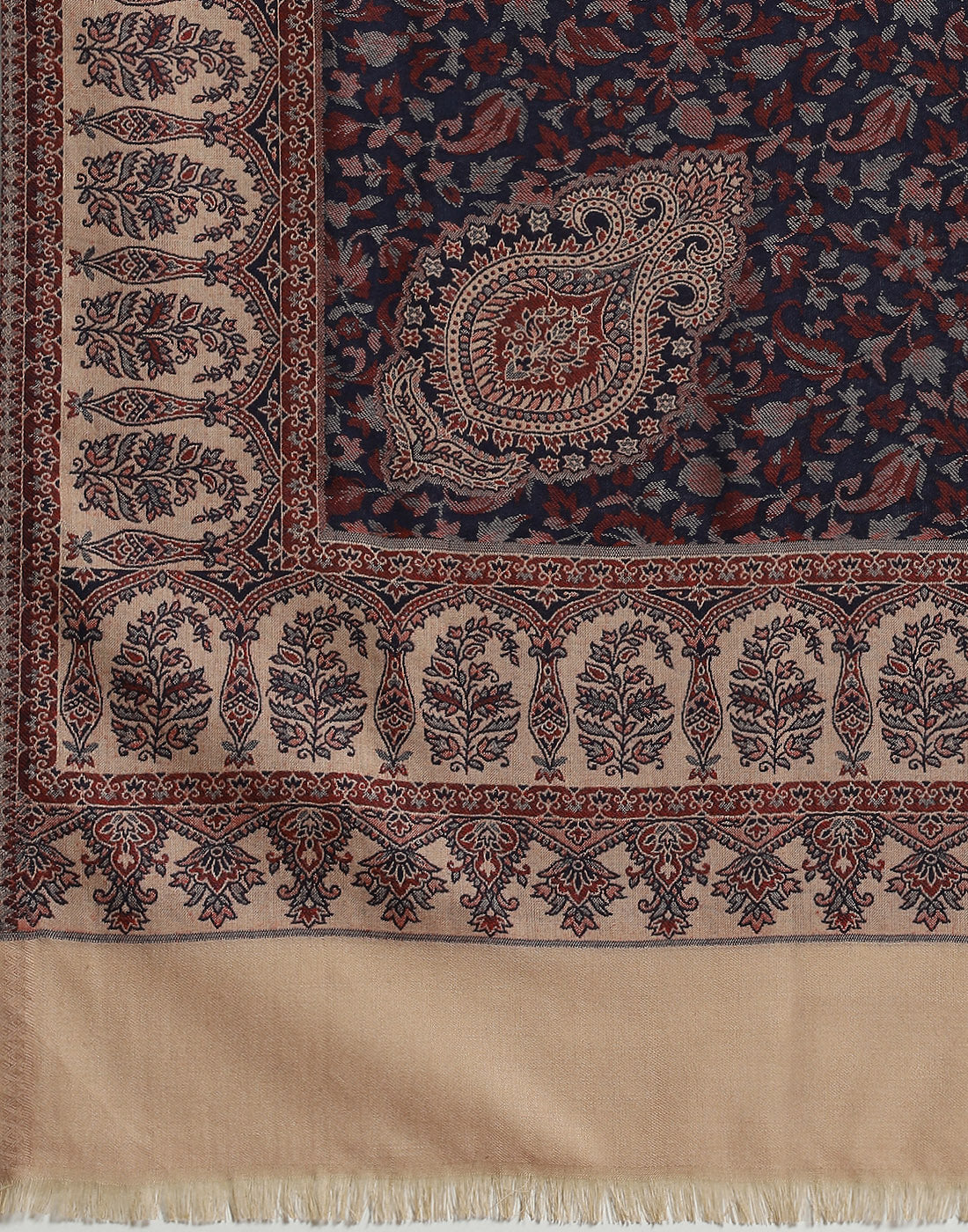 Women Navy Blue Self Design Shawl - Image 7