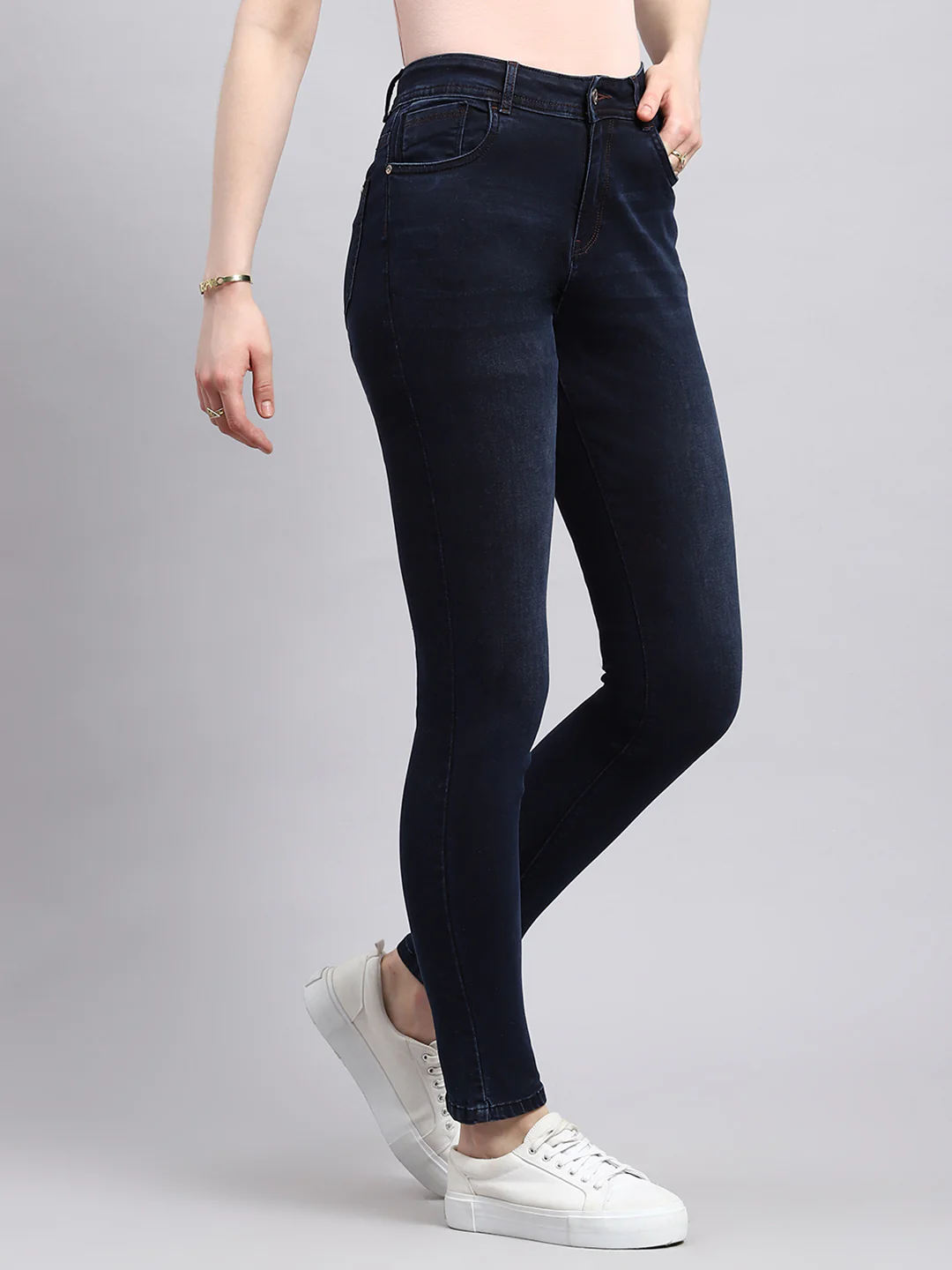 Women Navy Blue Slim Fit Denim - Image 3