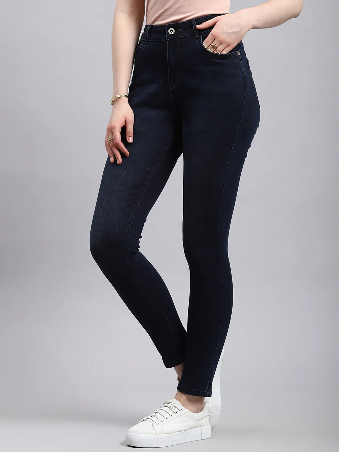 Women Navy Blue Slim Fit Denim - Image 4